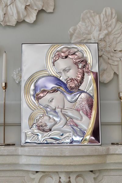 Срібна ікона &laquo;Свята Родина&raquo; з кольоровим розфарбуванням, середній формат, 15&times;21 см LE 5002 COL фото