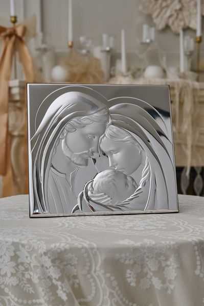 Срібна ікона &laquo;Свята Родина&raquo; у формі хмари, малий розмір, 15,5&times;14 см 452143 фото