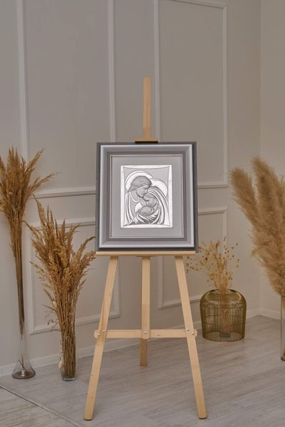 Срібна ікона &laquo;Свята Родина&raquo; 53,5x60 см у сірій рамці 444071 DM 8330 GY фото