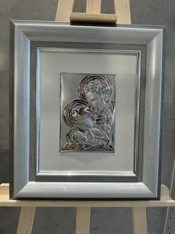 Срібна ікона &laquo;Свята Родина&raquo; 41x48 см у сірій рамці 5002 DM 8330 GY фото