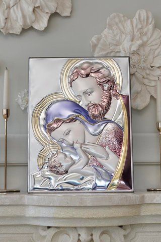 Срібна ікона &laquo;Свята Родина&raquo; з кольоровим розфарбуванням, великий формат, 33&times;43 см LE 5000 COL фото