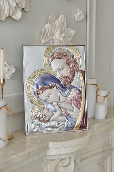 Срібна ікона &laquo;Свята Родина&raquo; з кольоровим розфарбуванням, великий формат, 33&times;43 см LE 5000 COL фото
