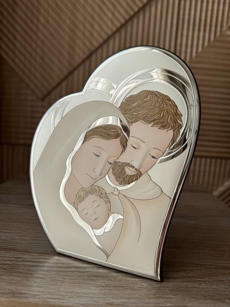 Срібна ікона &laquo;Свята Родина&raquo; з кольоровим розфарбуванням, малий формат, 15&times;19 см 6845 3 COL фото