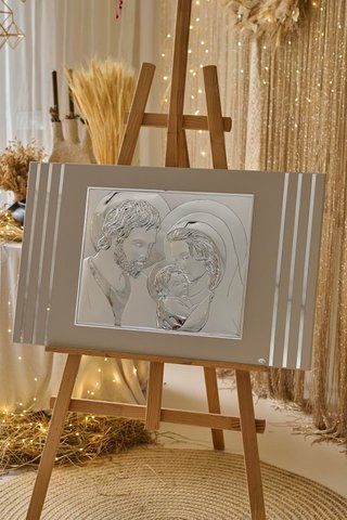 Срібна ікона &laquo;Свята Родина&raquo; 82x51 см чисто срібна у різьбленій рамці 18317 3L фото