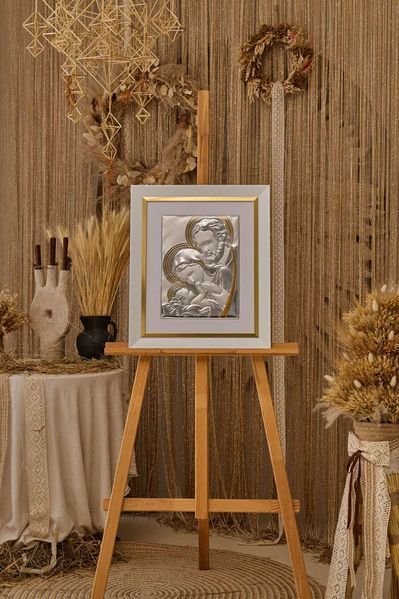Серебряная икона Святое Семейство (5001 ORO DM 8330 BI) 44x52 см 5001 ORO DM 8330 BI фото