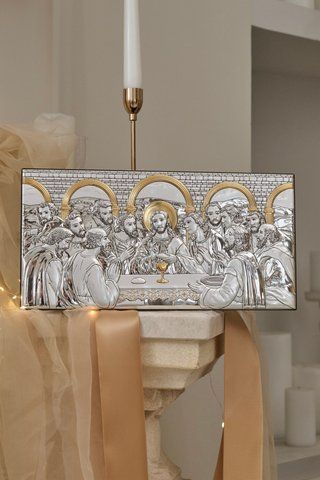 Икона &laquo;Тайная вечеря&raquo; имела с золотыми акцентами 16&times;32 см без рамки AE 0290 3 фото