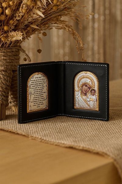 Кошелек Матерь Божья, с молитвой, серебро с позолотой (код K/002G/UA) 8*8,5 см K/002G/UA фото