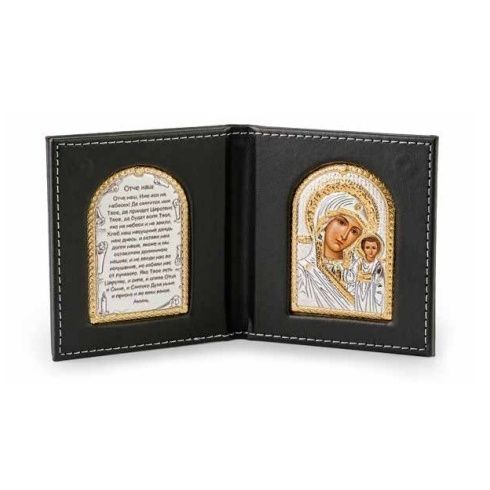 Кошелек Матерь Божья, с молитвой, серебро с позолотой (код K/002G/UA) 8*8,5 см K/002G/UA фото