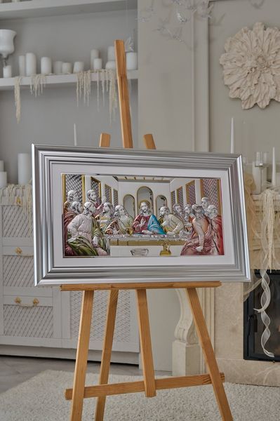 Срібна ікона &laquo;Тайна вечеря&raquo; 82x52 см кольорова у темній рамці CO 6465 8 CS DM 8330 фото