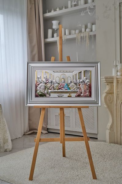 Срібна ікона &laquo;Тайна вечеря&raquo; 82x52 см кольорова у темній рамці CO 6465 8 CS DM 8330 фото