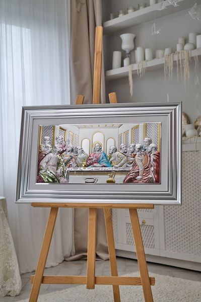 Срібна ікона &laquo;Тайна вечеря&raquo; 82x52 см кольорова у темній рамці CO 6465 8 CS DM 8330 фото