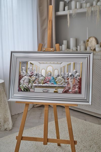 Срібна ікона &laquo;Тайна вечеря&raquo; 82x52 см кольорова у темній рамці CO 6465 8 CS DM 8330 фото