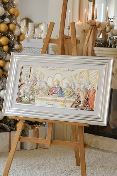 Срібна ікона &laquo;Тайна вечеря&raquo; 82x52 см кольорова у темній рамці CO 6465 8 CS DM 8330 фото