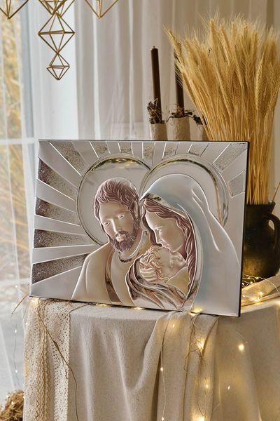 Срібна ікона &laquo;Свята Родина&raquo; 50x35 см кольорова 81259 7LCOL фото