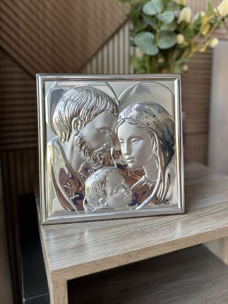 Срібна ікона &laquo;Свята Родина&raquo;, квадратний формат, 11&times;11 см 95072 фото