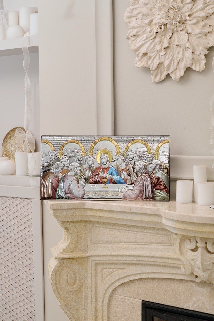 Ікона &laquo;Тайна вечеря&raquo; кольорова срібна 28&times;56 см без рамки AE 0290 5D фото