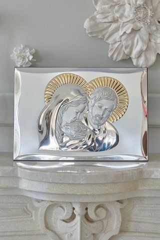 Срібна ікона &laquo;Свята Родина&raquo; 40x28 см із золотими акцентами 81301 6LORO фото