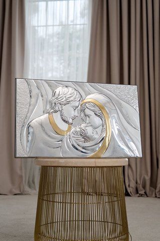 Срібна ікона &laquo;Свята Родина&raquo; з позолотою, великий вертикальний формат, 35&times;55 см LE 4656 ORO фото