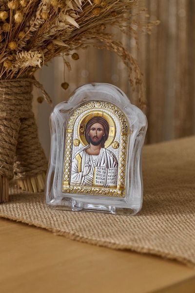 Серебряная икона &laquo;Иисус Христос&raquo; в муранском стекле с позолотой, 9&times;12 см MSA 2 001 GB фото