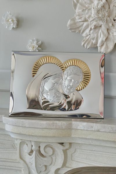 Срібна ікона &laquo;Свята Родина&raquo; 50x35 см із золотими акцентами велика 81301 7LORO фото