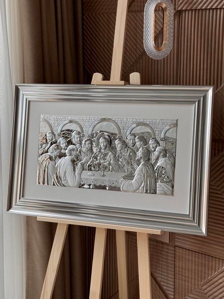 Ікона &laquo;Тайна вечеря&raquo; срібна в темній рамці 80&times;52 см 0290 5S DM 8330 фото