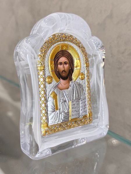 Серебряная икона &laquo;Иисус Христос&raquo; в муранском стекле с позолотой, 9&times;12 см MSA 2 001 GB фото