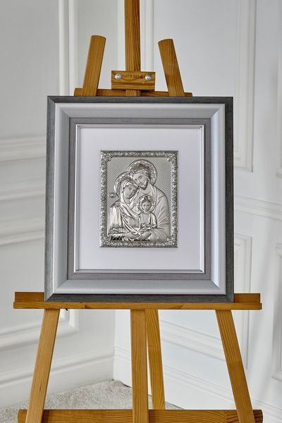 Срібна ікона &laquo;Свята Родина&raquo; 46x51 см у сірій рамці PD 257 DM 8330 GY фото