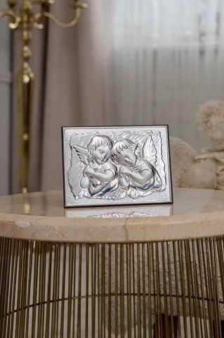 Срібна ікона &laquo;Ангел Охоронець біля дитини&raquo;, горизонтальний формат, 14&times;10 см LE 5100 фото