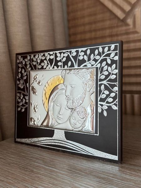 Срібна ікона &laquo;Свята Родина&raquo; з деревом життя, компактний формат, 15&times;12 см, Atelier Italy AE 1063 1M		 фото