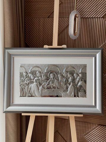 Ікона &laquo;Тайна вечеря&raquo; срібна в сірій рамці 82&times;55 см 0290 5S DM 8330 GY фото