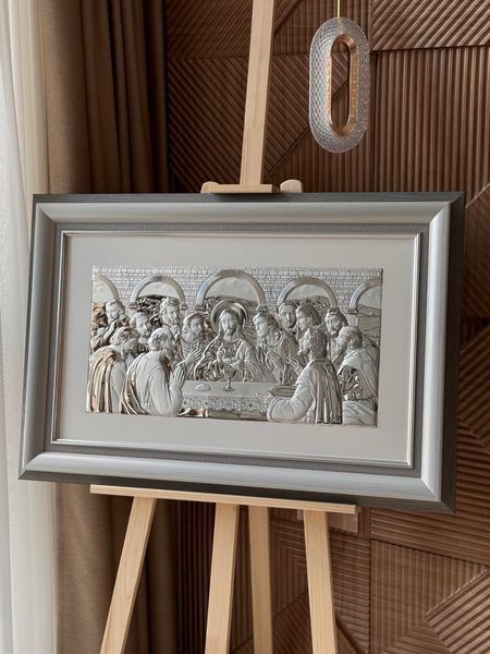 Ікона &laquo;Тайна вечеря&raquo; срібна в сірій рамці 82&times;55 см 0290 5S DM 8330 GY фото